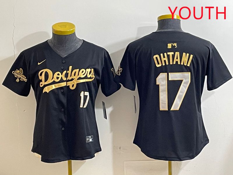 Youth Los Angeles Dodgers #17 Ohtani Black Gold Nike 2025 MLB Jersey style 4283->youth mlb jersey->Youth Jersey